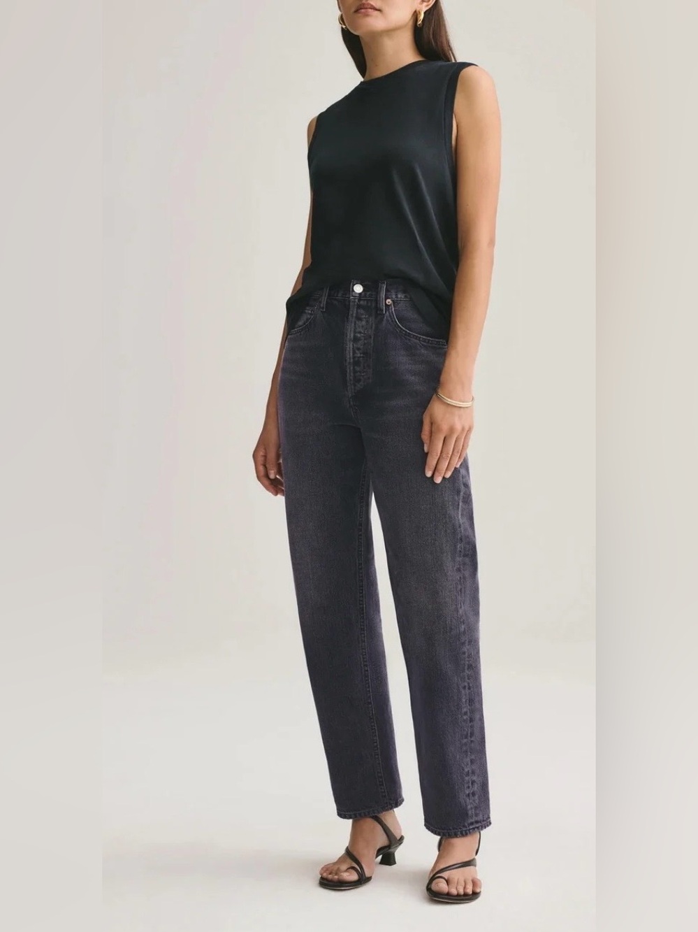 Agolde 90s Mid Rise Loose Fit Jeans Size 25 Wash Photogram Faded Black